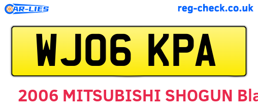 WJ06KPA are the vehicle registration plates.