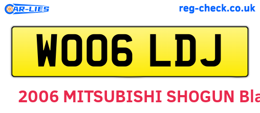 WO06LDJ are the vehicle registration plates.