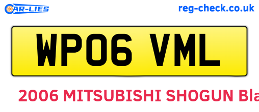 WP06VML are the vehicle registration plates.