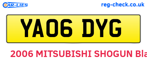 YA06DYG are the vehicle registration plates.