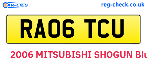 RA06TCU are the vehicle registration plates.