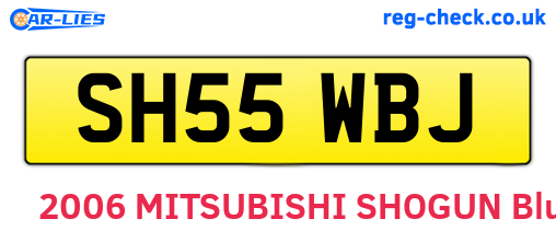SH55WBJ are the vehicle registration plates.