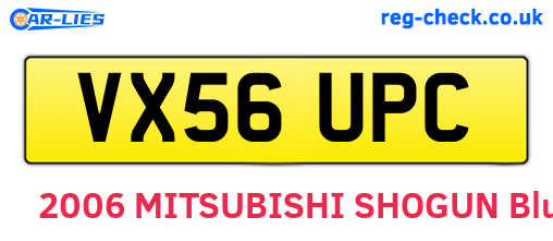 VX56UPC are the vehicle registration plates.