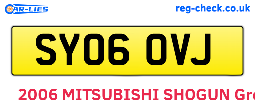 SY06OVJ are the vehicle registration plates.
