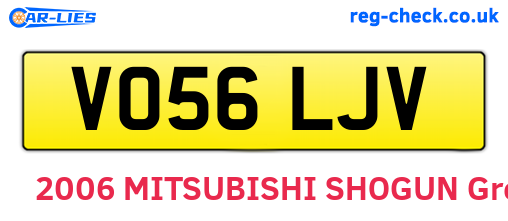 VO56LJV are the vehicle registration plates.