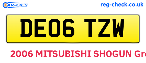 DE06TZW are the vehicle registration plates.