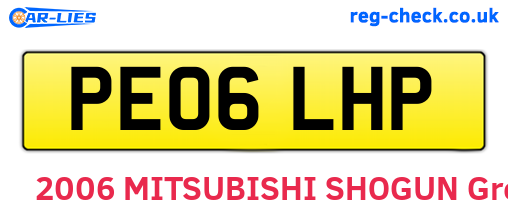 PE06LHP are the vehicle registration plates.
