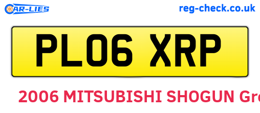 PL06XRP are the vehicle registration plates.