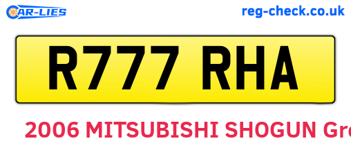 R777RHA are the vehicle registration plates.