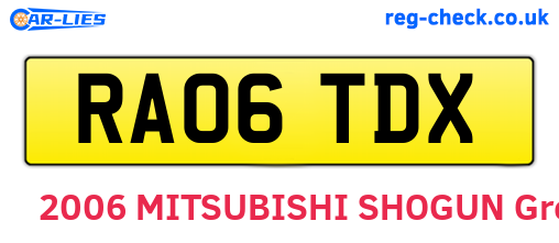 RA06TDX are the vehicle registration plates.