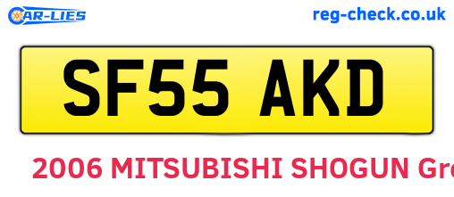 SF55AKD are the vehicle registration plates.