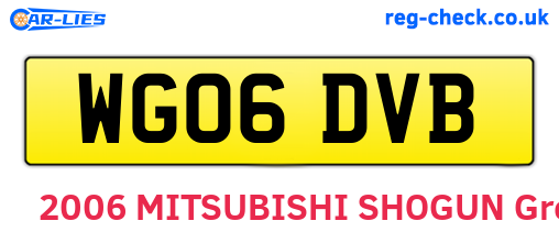 WG06DVB are the vehicle registration plates.
