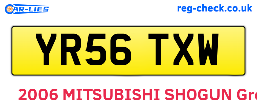 YR56TXW are the vehicle registration plates.