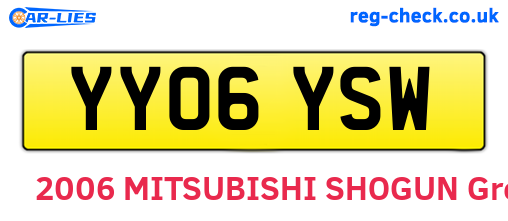YY06YSW are the vehicle registration plates.