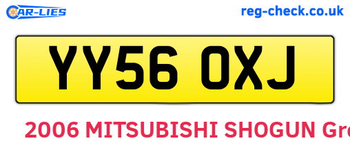 YY56OXJ are the vehicle registration plates.