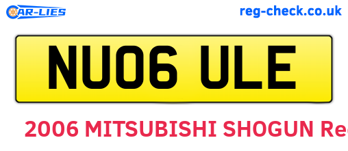 NU06ULE are the vehicle registration plates.