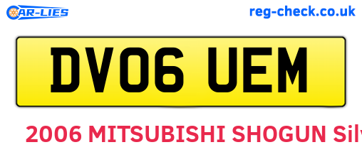 DV06UEM are the vehicle registration plates.