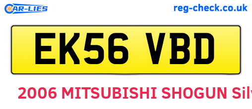 EK56VBD are the vehicle registration plates.