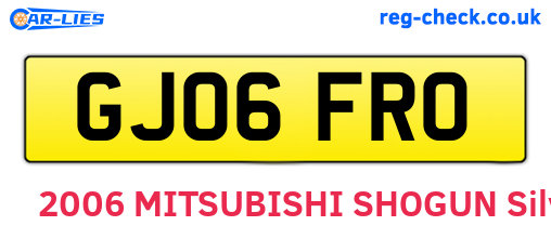 GJ06FRO are the vehicle registration plates.