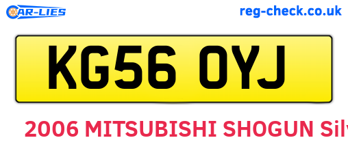 KG56OYJ are the vehicle registration plates.