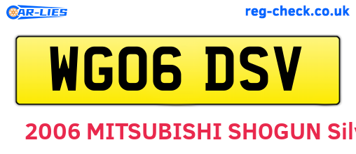 WG06DSV are the vehicle registration plates.