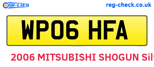 WP06HFA are the vehicle registration plates.