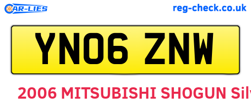 YN06ZNW are the vehicle registration plates.