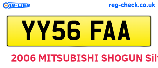 YY56FAA are the vehicle registration plates.