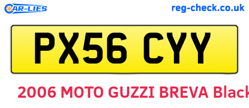 PX56CYY are the vehicle registration plates.