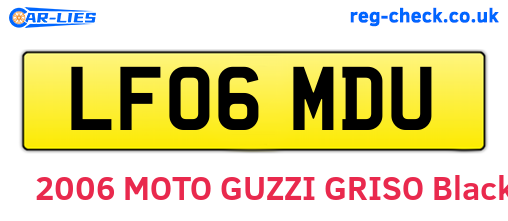 LF06MDU are the vehicle registration plates.