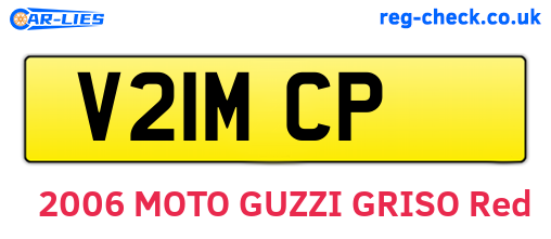 V21MCP are the vehicle registration plates.