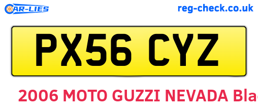 PX56CYZ are the vehicle registration plates.