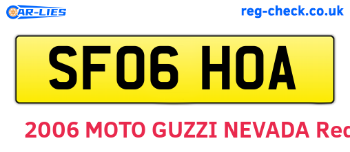 SF06HOA are the vehicle registration plates.