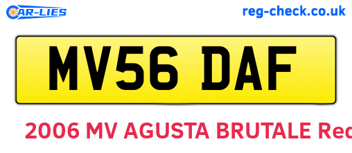 MV56DAF are the vehicle registration plates.