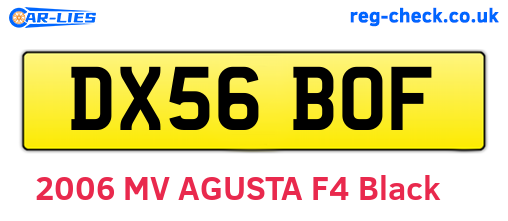 DX56BOF are the vehicle registration plates.