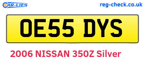 OE55DYS are the vehicle registration plates.