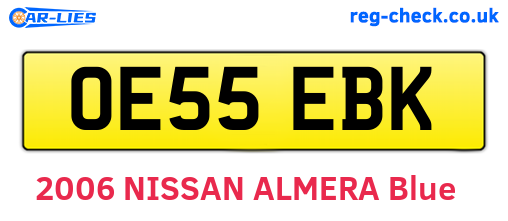 OE55EBK are the vehicle registration plates.
