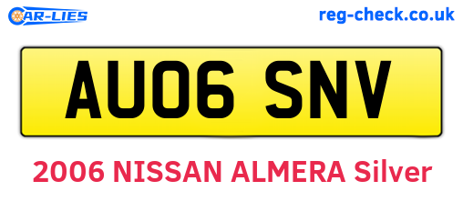 AU06SNV are the vehicle registration plates.