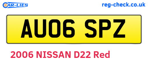 AU06SPZ are the vehicle registration plates.