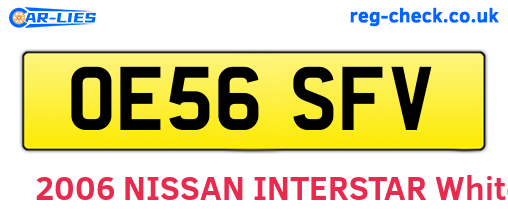 OE56SFV are the vehicle registration plates.
