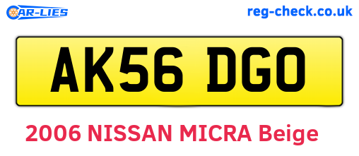 AK56DGO are the vehicle registration plates.