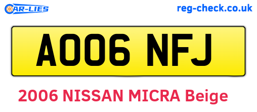 AO06NFJ are the vehicle registration plates.