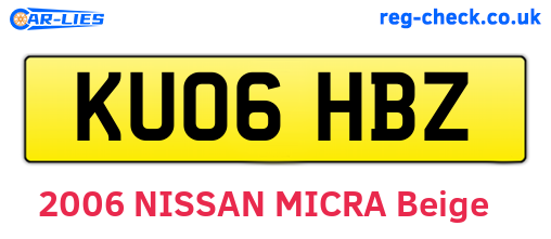 KU06HBZ are the vehicle registration plates.