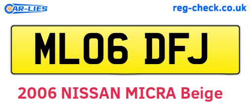 ML06DFJ are the vehicle registration plates.