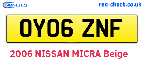 OY06ZNF are the vehicle registration plates.