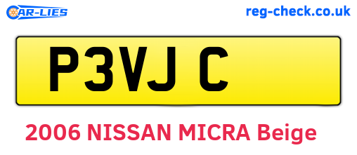 P3VJC are the vehicle registration plates.