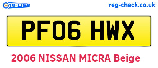 PF06HWX are the vehicle registration plates.