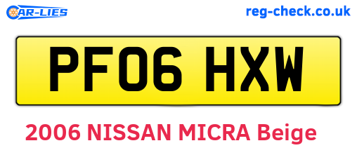 PF06HXW are the vehicle registration plates.