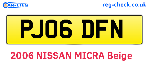PJ06DFN are the vehicle registration plates.