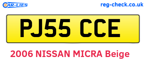 PJ55CCE are the vehicle registration plates.